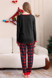 Negro Rojo Pijama Familiar A Juego Niños Adultos Tops De Bebé Y Pantalones A Cuadros Conjunto de Pijama de Navidad