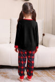 Negro Rojo Pijama Familiar A Juego Niños Adultos Tops De Bebé Y Pantalones A Cuadros Conjunto de Pijama de Navidad