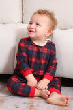 Negro Rojo Pijama Familiar A Juego Niños Adultos Tops De Bebé Y Pantalones A Cuadros Conjunto de Pijama de Navidad