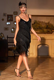 Black Roaring 20s Gatsby Fringed Flapper Dress