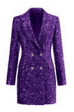 Blazer largo de mujer con muescas fucsia brillantes