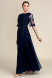 Sparkly Navy Beaded Madre del vestido de novia con encaje