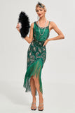 Vestido flapper con flecos de Gatsby con tirantes finos negros