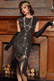 Golden Gatsby Glitter Fringe 1920s Flapper Vestido