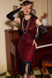 Red Gatsby Glitter Fringe 1920s Flapper Vestido