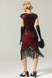 Negro Gatsby Glitter Fringe 1920s Flapper Dress