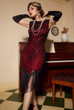 Red Gatsby Glitter Fringe 1920s Flapper Vestido