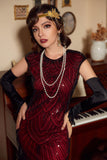 Red Gatsby Glitter Fringe 1920s Flapper Vestido