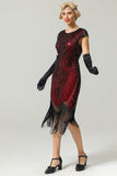 Negro Gatsby Glitter Fringe 1920s Flapper Dress