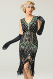 Royal Blue Glitter Fringe Gatsby 1920s Flapper Vestido