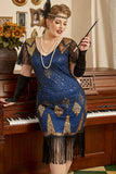 Blue Fringes Sequin Plus Size 1920s Vestido