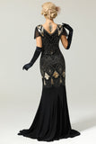 Borgoña Larga 1920s Lentejuelas Flapper Vestido Formal