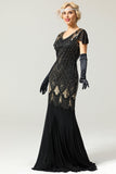 Borgoña Larga 1920s Lentejuelas Flapper Vestido Formal