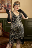 Flecos de lentejuelas negras Plus Size 1920s Flapper Dress