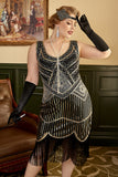 Flecos de lentejuelas negras Plus Size 1920s Flapper Dress