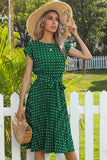 Vestido de verano Midi de lunares verdes