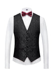 Trajes de fiesta de solapa de chal jacquard negro de 3 piezas para hombre