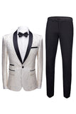 Negro 2 Piezas Jacquard Trajes de Boda Hombre