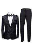 Chal Blanco Solapa Jacquard Prom Hombre 2 Piezas Trajes