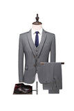 Gris Pinstripe Entallado Con Solapa Hombre 2 Piezas Trajes