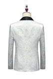 Chal Jacquard Blanco Solapa 3 Piezas Trajes De Hombre