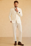 White Peak Lapel Single Breasted 3 piezas Trajes de boda para hombres