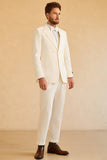 White Peak Lapel Single Breasted 3 piezas Trajes de boda para hombres