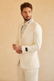 White Peak Lapel Single Breasted 3 piezas Trajes de boda para hombres