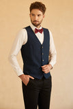 Peak Lapel Navy Wedding Men Suit