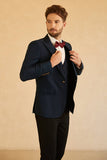 Peak Lapel Navy Wedding Men Suit