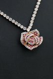 Collar de collar de pendientes de diamantes de imitación en forma de rosa