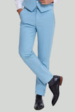 Sky Blue 3 Piezas de solapa con muescas Traje de ajuste moderno para hombre