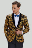 Blazer Slim Fit Solid One Button Business Gold Suit Jacket para hombres