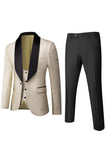 Jacquard Blanco Hombre 3 Piezas Trajes de Fiesta