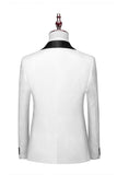 Jacquard Blanco Hombre 3 Piezas Trajes de Fiesta