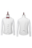 Jacquard Blanco Hombre 3 Piezas Trajes de Fiesta